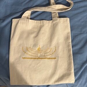 Chic Cream Tote with Gold Embroidery